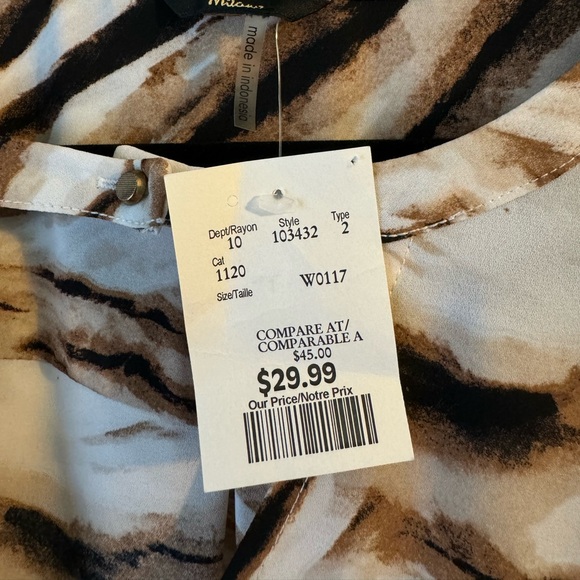 Tan and White Zebra Print Blouse - Picture 14 of 14